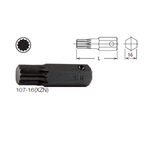 SKI - สกี จำหน่ายสินค้าหลากหลาย และคุณภาพดี | KOKEN 107-16(XZN) ดอกไขควงตอก 12 แฉก M18 แกน 16mm.